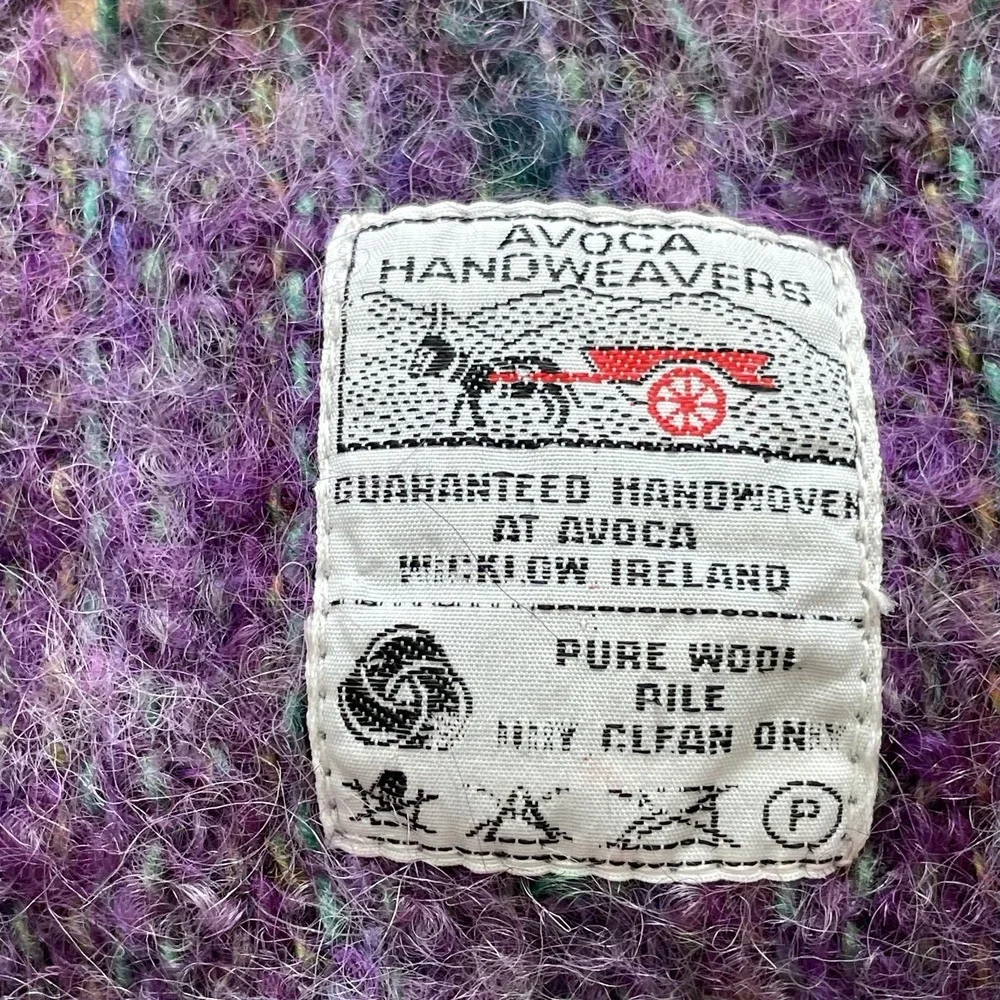 Vintage Avoca Handwoven Pure Wool Purple Throw Made In‎ Ireland | 37 x 53